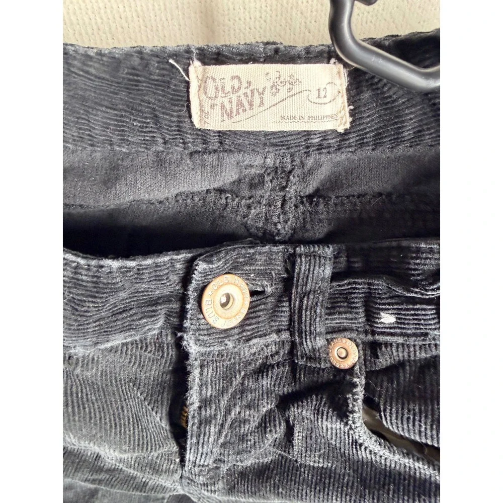 Old Navy Girls Black Corduroy Pants Rhinestone Pockets Size 12
